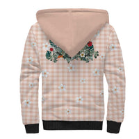 Peach Hawaiian Palaka Sherpa Hoodie Kukui Nut Money Lei LT9 - Polynesian Pride