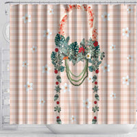 Peach Hawaiian Palaka Shower Curtain Kukui Nut Money Lei LT9 - Polynesian Pride