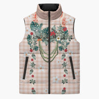 Peach Hawaiian Palaka Sleeveless Puffer Jacket Kukui Nut Money Lei LT9 Unisex Peach - Polynesian Pride