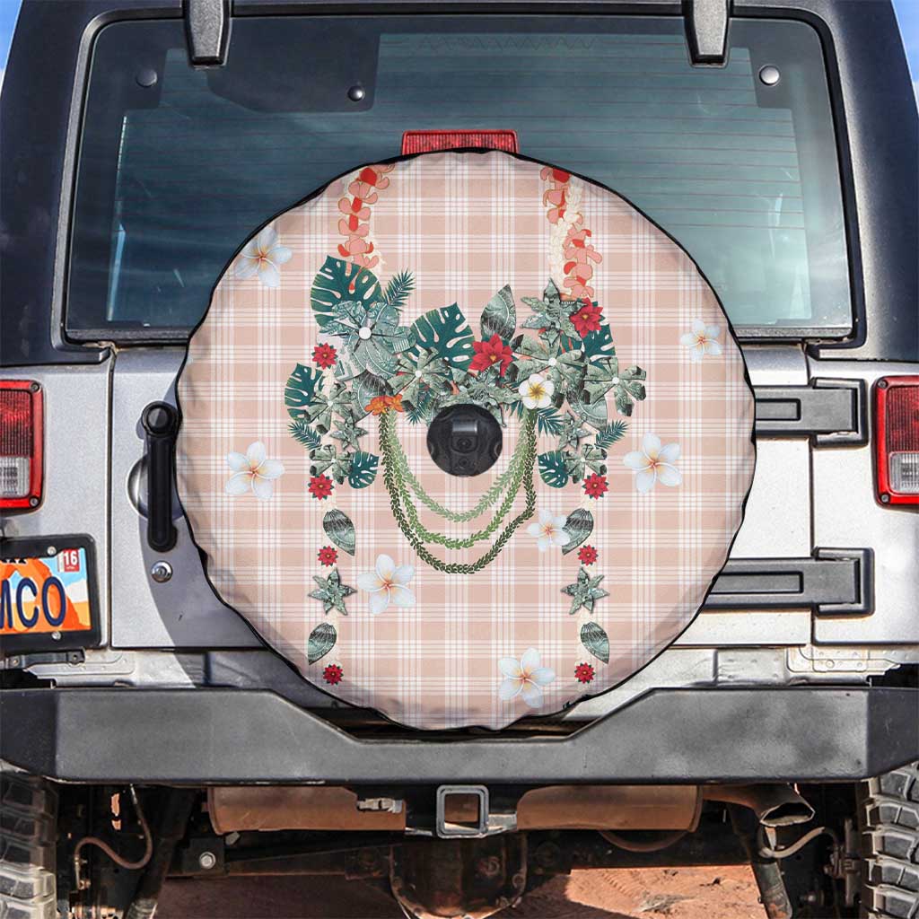 Peach Hawaiian Palaka Spare Tire Cover Kukui Nut Money Lei LT9 Peach - Polynesian Pride