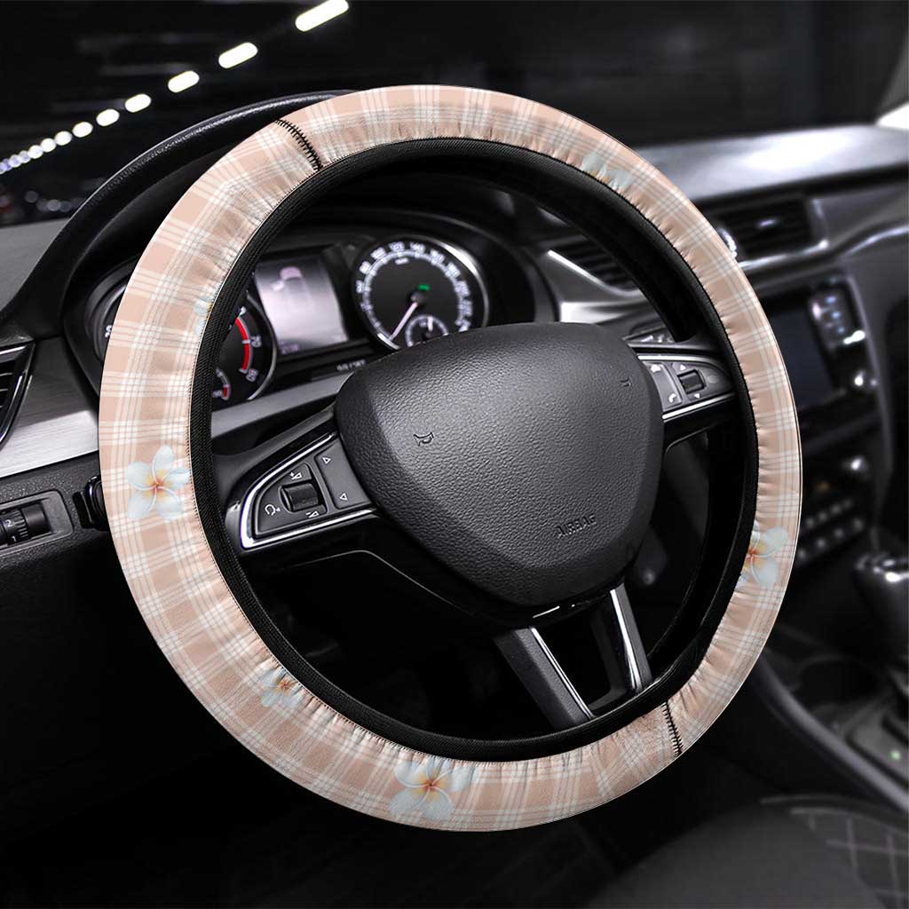 Peach Hawaiian Palaka Steering Wheel Cover Kukui Nut Money Lei LT9 Universal Fit Peach - Polynesian Pride