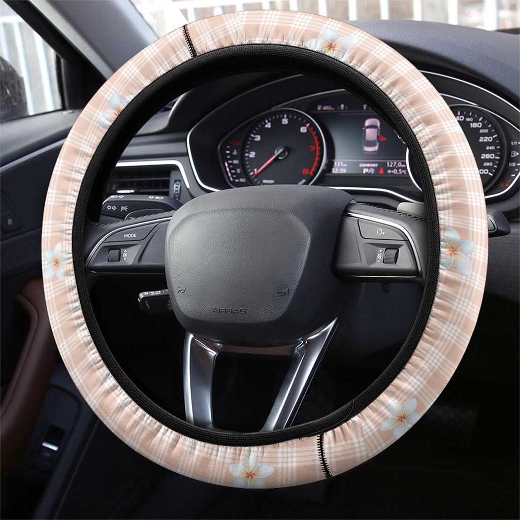 Peach Hawaiian Palaka Steering Wheel Cover Kukui Nut Money Lei LT9 - Polynesian Pride