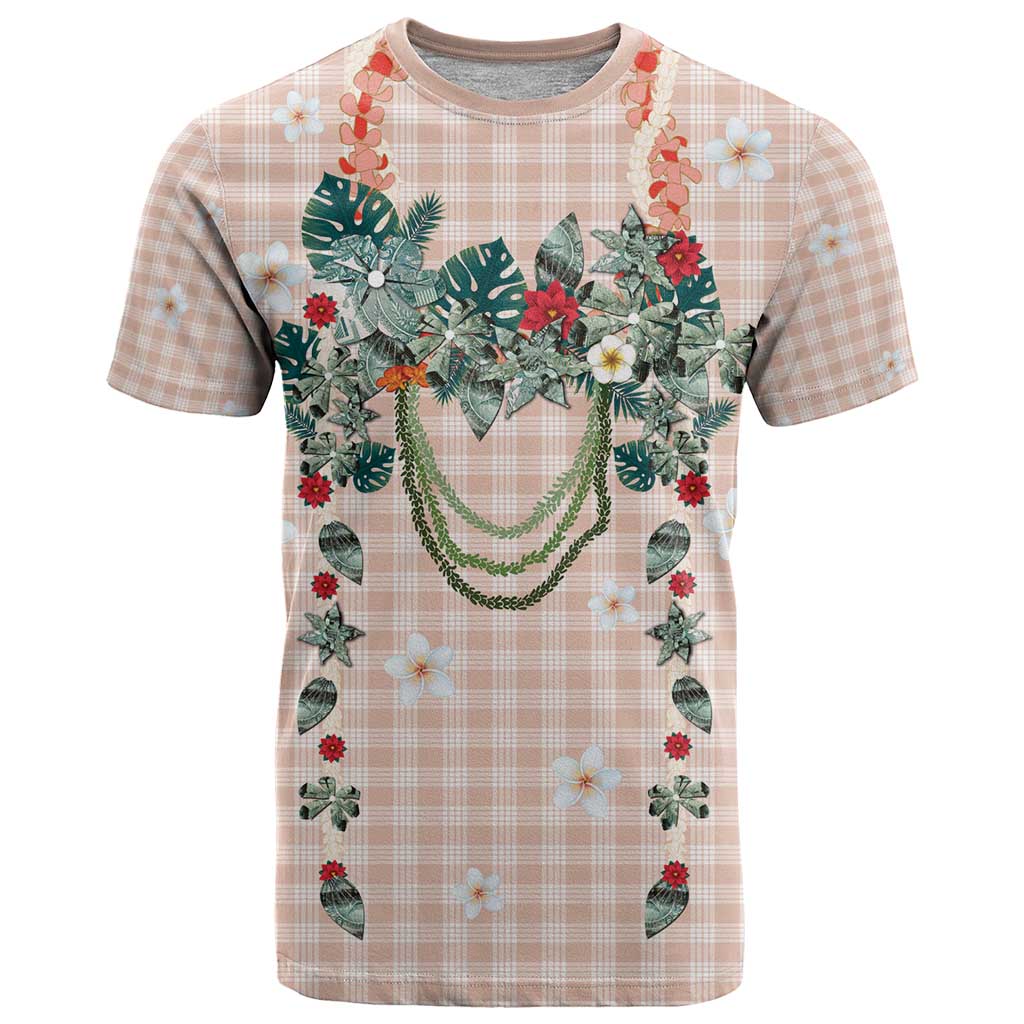 Peach Hawaiian Palaka T Shirt Kukui Nut Money Lei LT9 Peach - Polynesian Pride