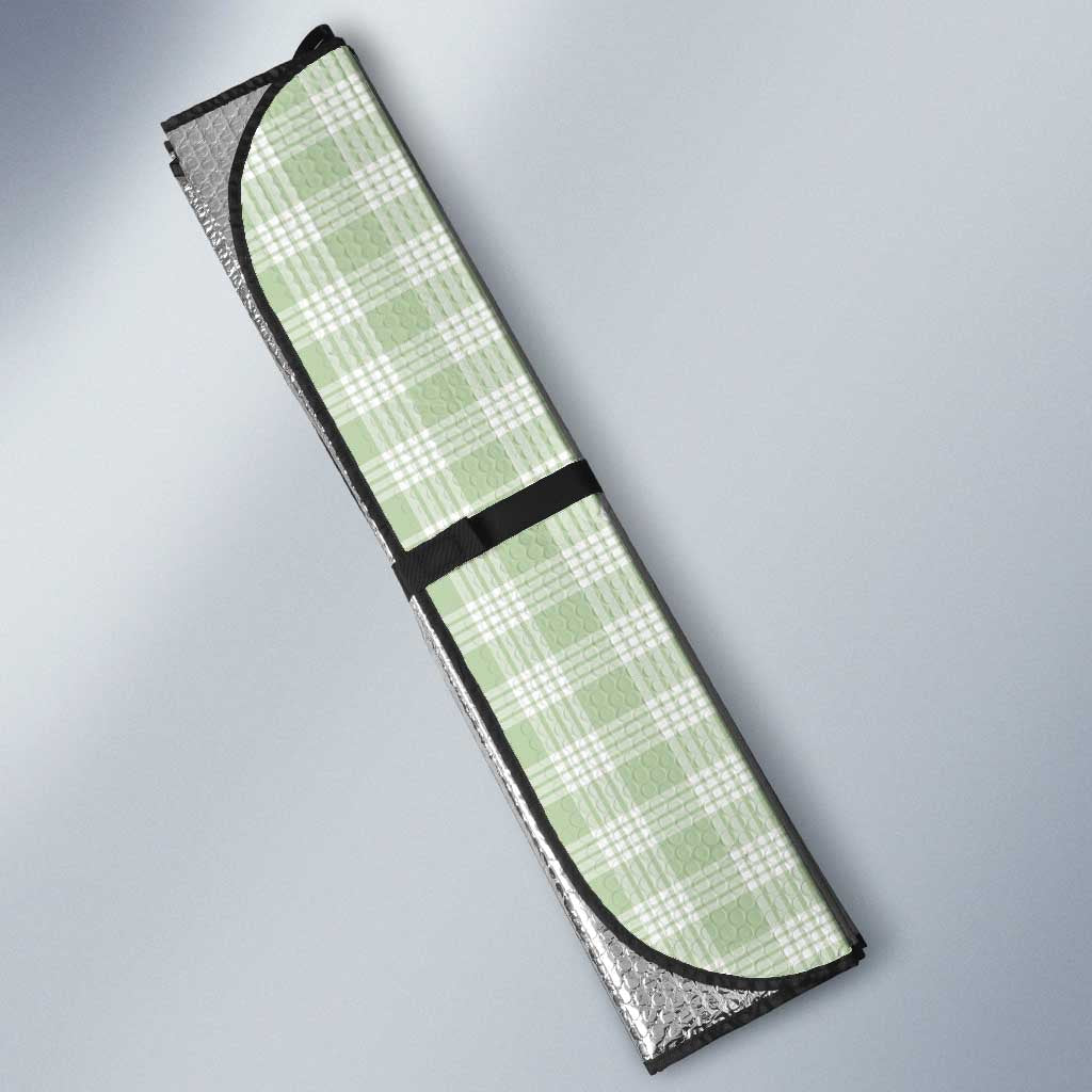 Sage Green Hawaiian Palaka Auto Sun Shade Kukui Nut Money Lei LT9 - Polynesian Pride