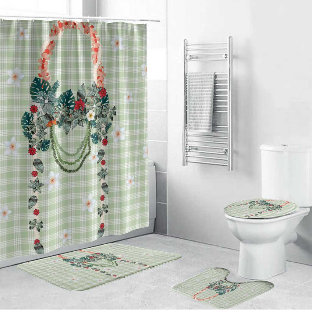 Sage Green Hawaiian Palaka Bathroom Set Kukui Nut Money Lei LT9 Bathroom Set (4 pcs) Green - Polynesian Pride