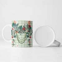 Sage Green Hawaiian Palaka Ceramic Mug Kukui Nut Money Lei LT9 - Polynesian Pride