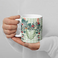Sage Green Hawaiian Palaka Ceramic Mug Kukui Nut Money Lei LT9 - Polynesian Pride