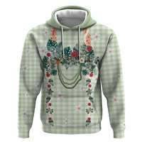 Sage Green Hawaiian Palaka Hoodie Kukui Nut Money Lei LT9 Pullover Hoodie Green - Polynesian Pride
