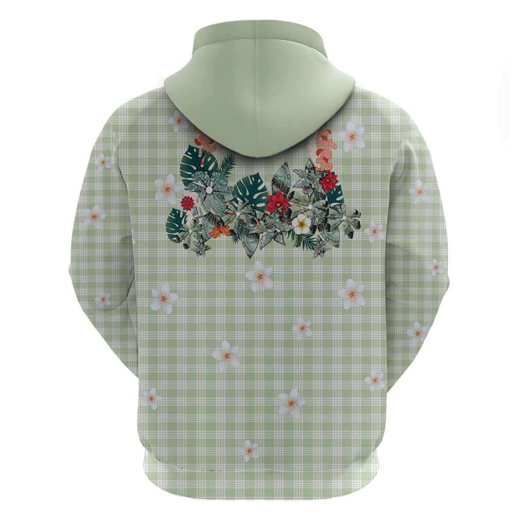 Sage Green Hawaiian Palaka Hoodie Kukui Nut Money Lei LT9 - Polynesian Pride