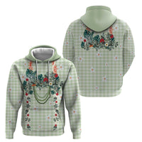Sage Green Hawaiian Palaka Hoodie Kukui Nut Money Lei LT9 - Polynesian Pride