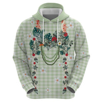 Sage Green Hawaiian Palaka Hoodie Kukui Nut Money Lei LT9 - Polynesian Pride