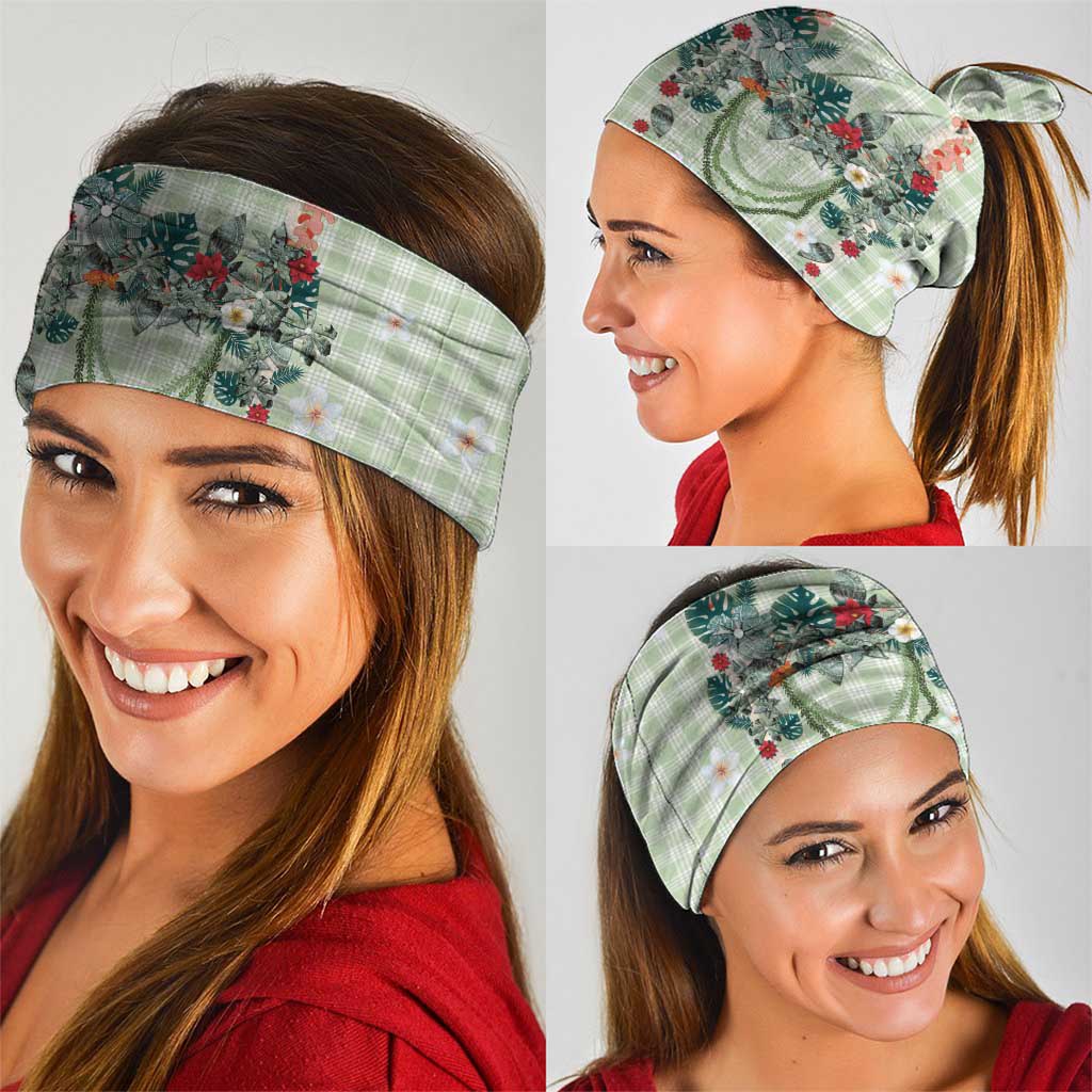 Sage Green Hawaiian Palaka Neck Gaiter Kukui Nut Money Lei LT9 - Polynesian Pride