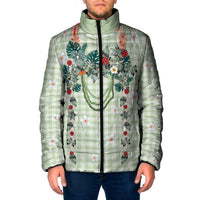 Sage Green Hawaiian Palaka Padded Jacket Kukui Nut Money Lei LT9 Men Green - Polynesian Pride