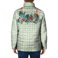 Sage Green Hawaiian Palaka Padded Jacket Kukui Nut Money Lei LT9 - Polynesian Pride