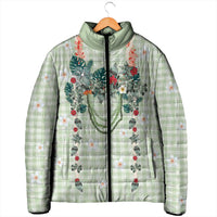 Sage Green Hawaiian Palaka Padded Jacket Kukui Nut Money Lei LT9 - Polynesian Pride