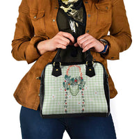 Sage Green Hawaiian Palaka Shoulder Handbag Kukui Nut Money Lei LT9 - Polynesian Pride
