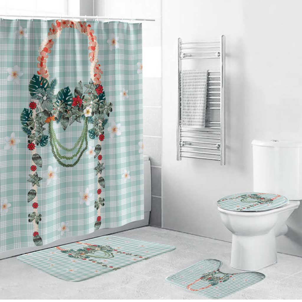 Turquoise Hawaiian Palaka Bathroom Set Kukui Nut Money Lei LT9 Bathroom Set (4 pcs) Turquoise - Polynesian Pride