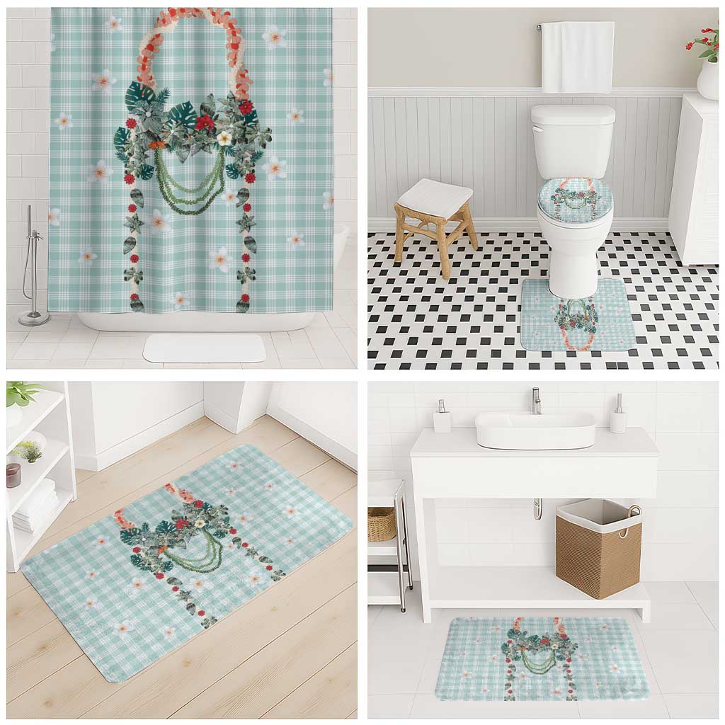 Turquoise Hawaiian Palaka Bathroom Set Kukui Nut Money Lei LT9 - Polynesian Pride