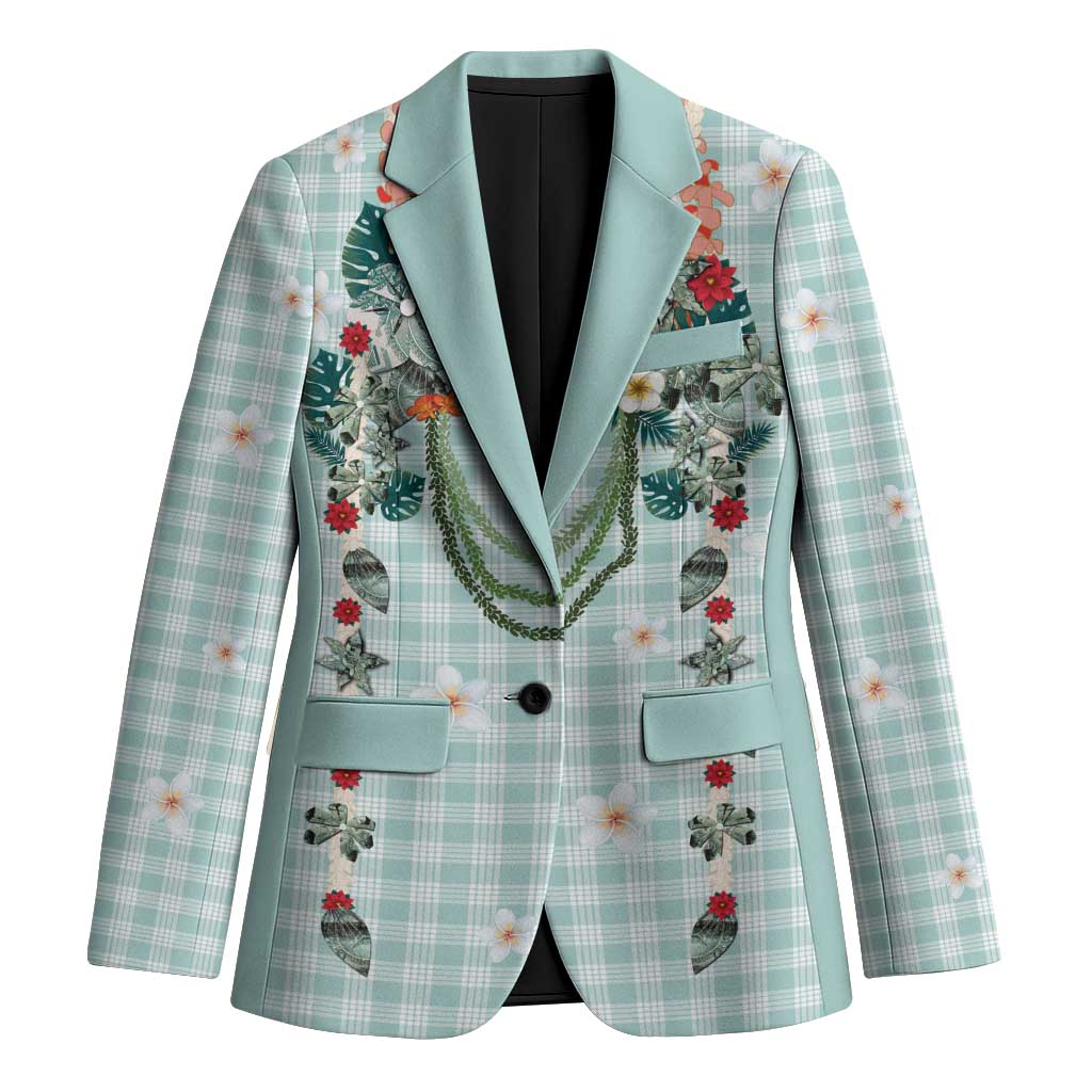 Turquoise Hawaiian Palaka Blazer Kukui Nut Money Lei LT9 Unisex Turquoise - Polynesian Pride