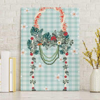 Turquoise Hawaiian Palaka Canvas Wall Art Kukui Nut Money Lei LT9 Without Frame Turquoise - Polynesian Pride