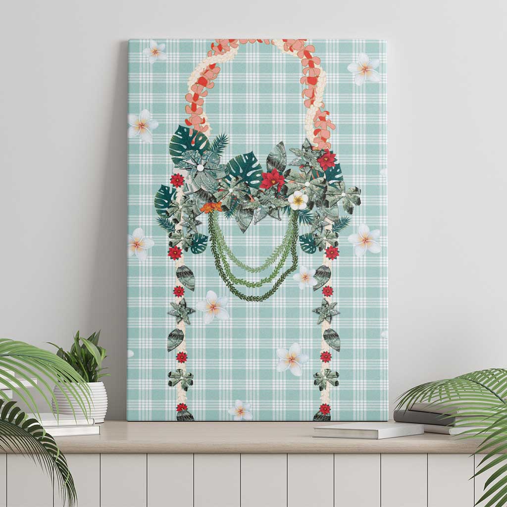 Turquoise Hawaiian Palaka Canvas Wall Art Kukui Nut Money Lei LT9 - Polynesian Pride