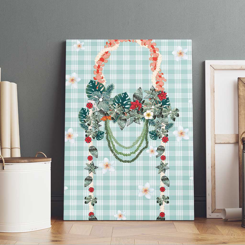 Turquoise Hawaiian Palaka Canvas Wall Art Kukui Nut Money Lei LT9 - Polynesian Pride