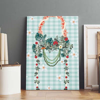 Turquoise Hawaiian Palaka Canvas Wall Art Kukui Nut Money Lei LT9 - Polynesian Pride