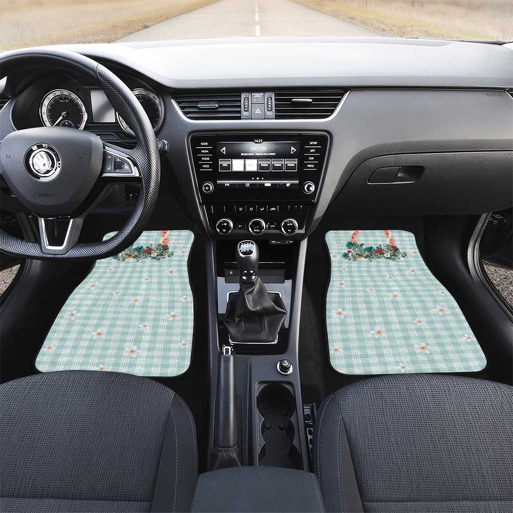Turquoise Hawaiian Palaka Car Mats Kukui Nut Money Lei LT9 Set 2pcs - Front Turquoise - Polynesian Pride