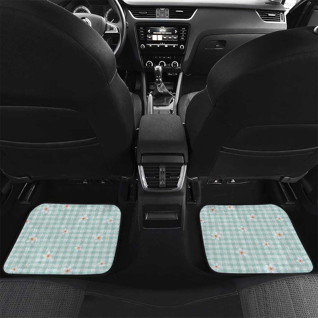 Turquoise Hawaiian Palaka Car Mats Kukui Nut Money Lei LT9 Set 2pcs - Back Turquoise - Polynesian Pride