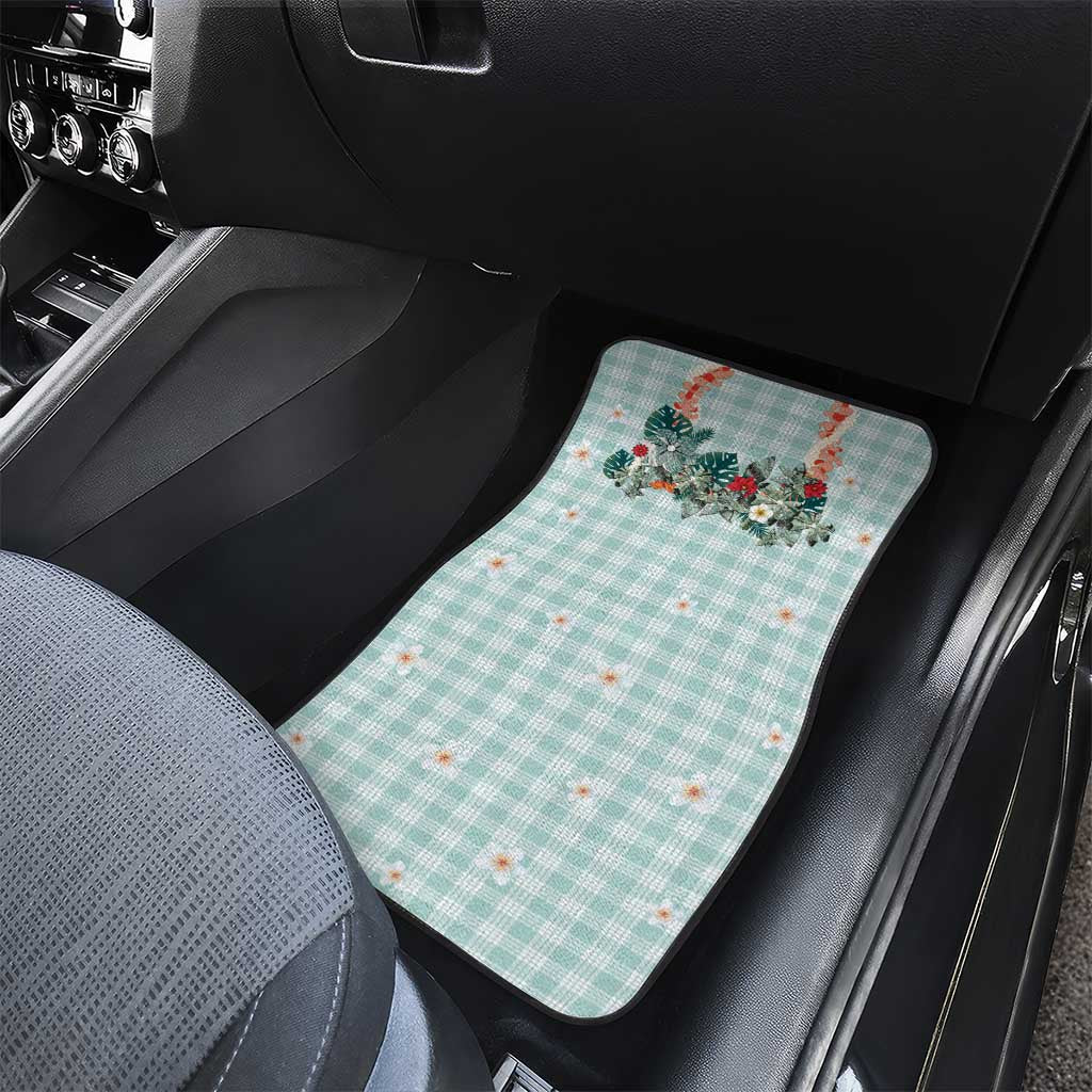 Turquoise Hawaiian Palaka Car Mats Kukui Nut Money Lei LT9 - Polynesian Pride