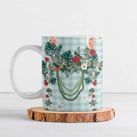 Turquoise Hawaiian Palaka Ceramic Mug Kukui Nut Money Lei LT9 Turquoise - Polynesian Pride