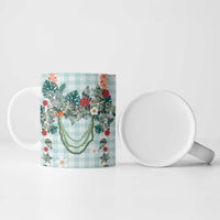 Turquoise Hawaiian Palaka Ceramic Mug Kukui Nut Money Lei LT9 - Polynesian Pride