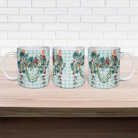 Turquoise Hawaiian Palaka Ceramic Mug Kukui Nut Money Lei LT9 - Polynesian Pride