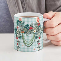 Turquoise Hawaiian Palaka Ceramic Mug Kukui Nut Money Lei LT9 - Polynesian Pride