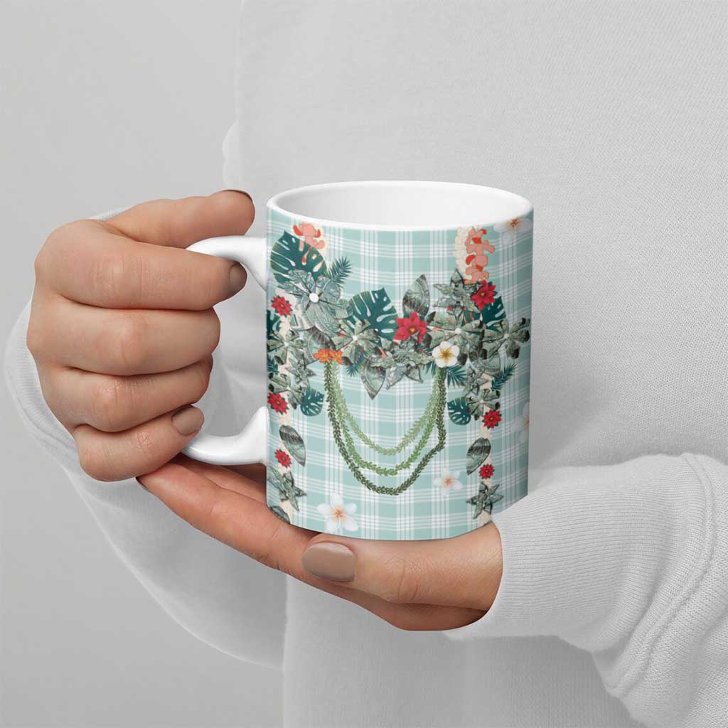 Turquoise Hawaiian Palaka Ceramic Mug Kukui Nut Money Lei LT9 - Polynesian Pride