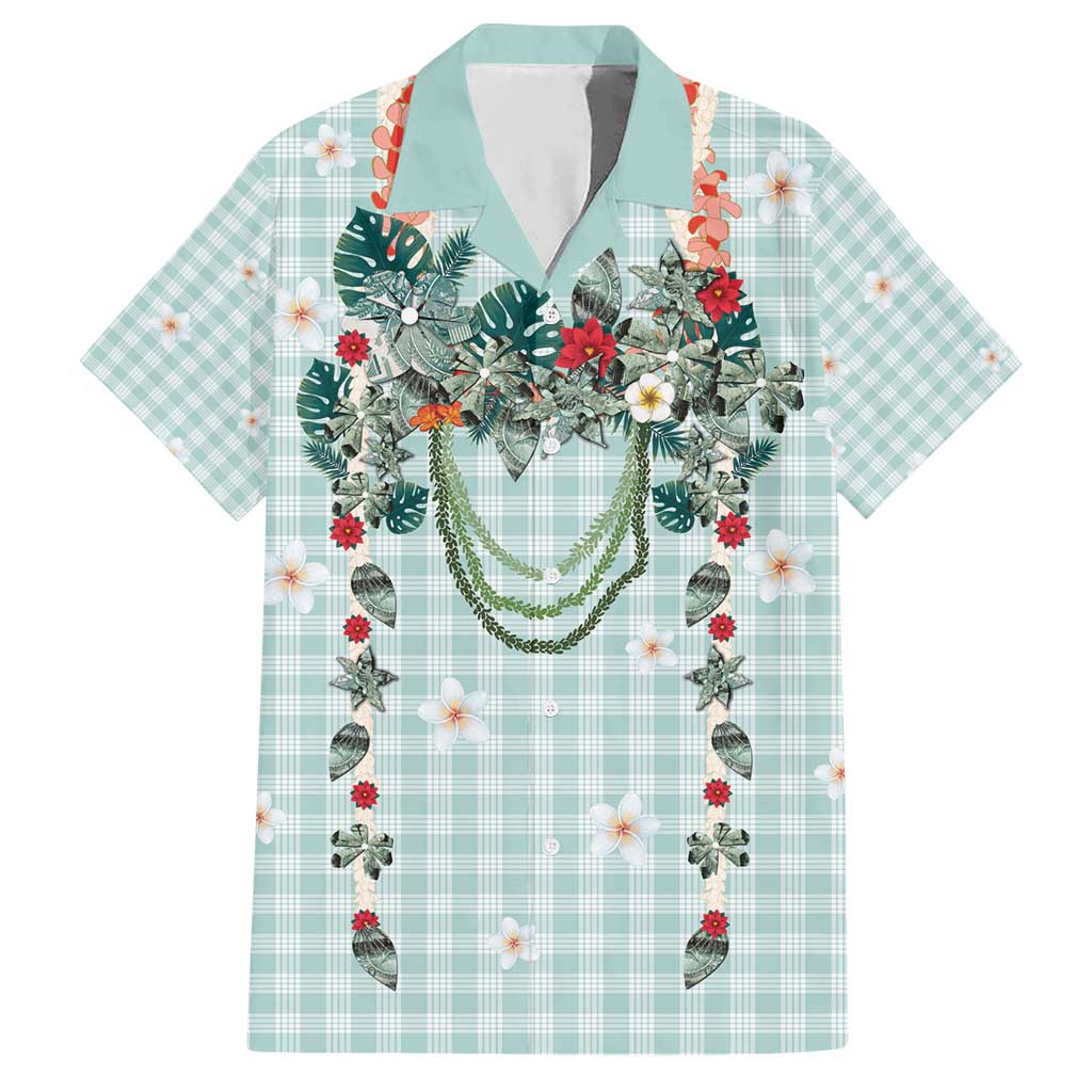 Turquoise Hawaiian Palaka Hawaiian Shirt Kukui Nut Money Lei LT9 Turquoise - Polynesian Pride