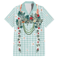 Turquoise Hawaiian Palaka Hawaiian Shirt Kukui Nut Money Lei LT9 Turquoise - Polynesian Pride