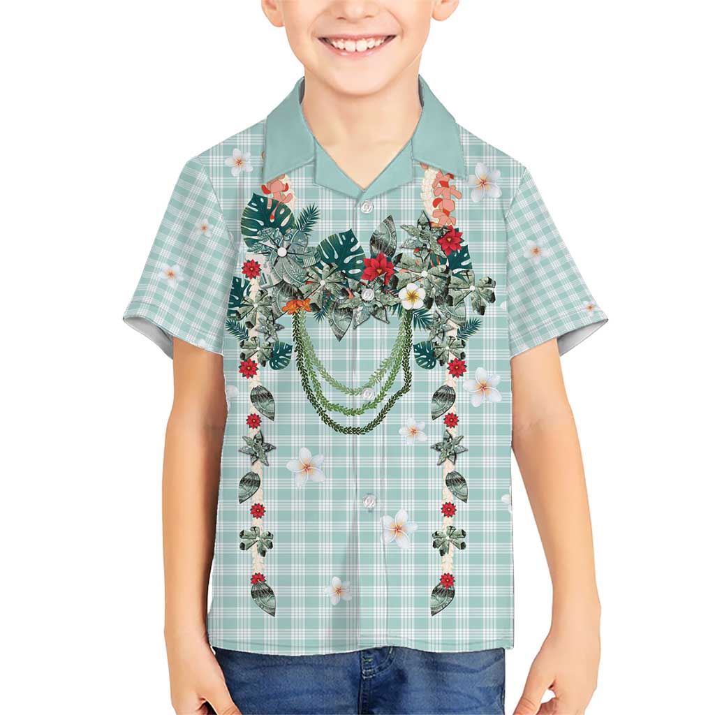 Turquoise Hawaiian Palaka Hawaiian Shirt Kukui Nut Money Lei LT9 - Polynesian Pride