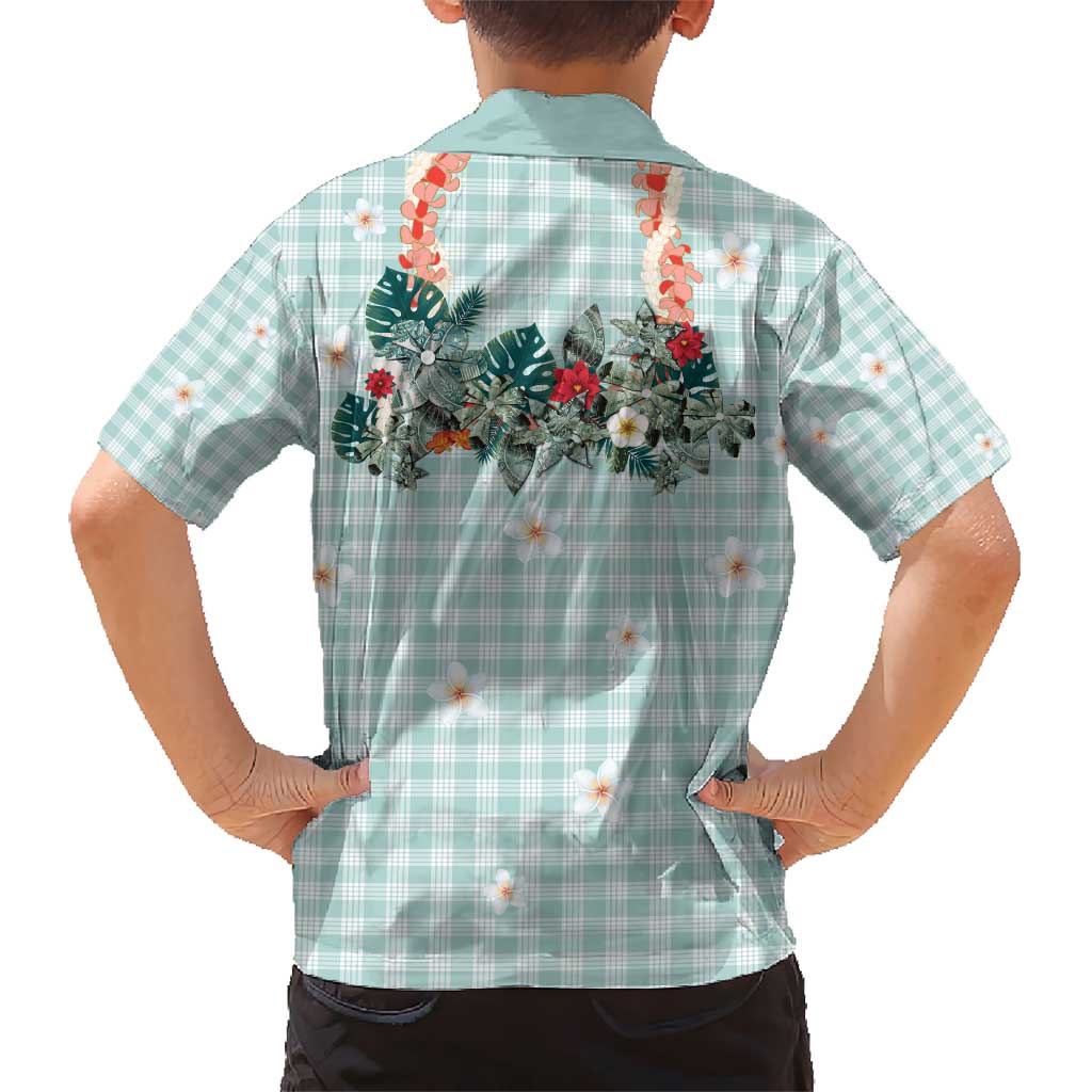 Turquoise Hawaiian Palaka Hawaiian Shirt Kukui Nut Money Lei LT9 - Polynesian Pride