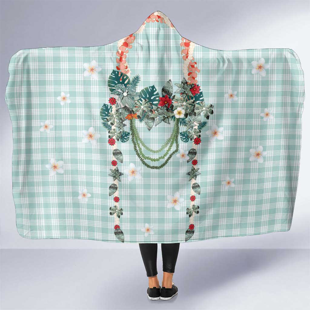 Turquoise Hawaiian Palaka Hooded Blanket Kukui Nut Money Lei LT9 One Size Turquoise - Polynesian Pride