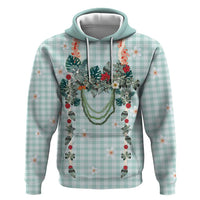 Turquoise Hawaiian Palaka Hoodie Kukui Nut Money Lei LT9 Pullover Hoodie Turquoise - Polynesian Pride