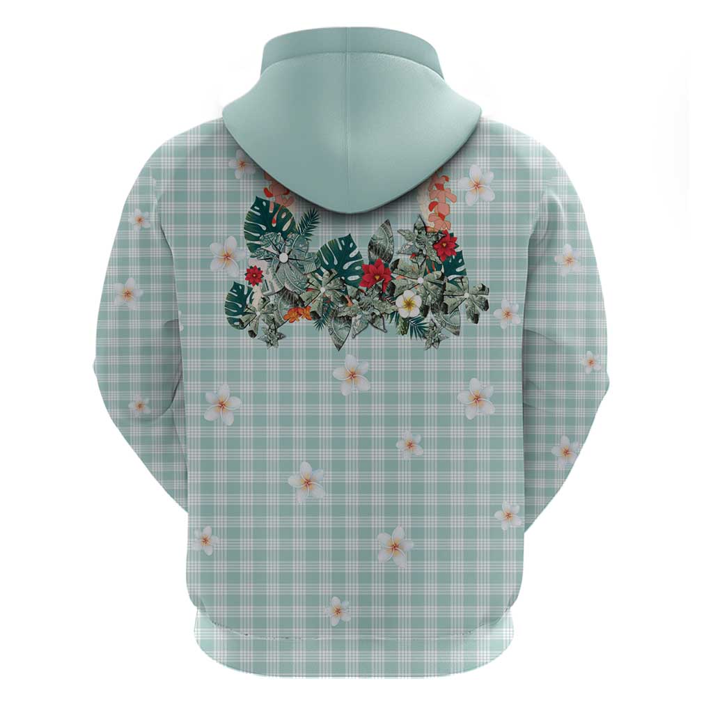 Turquoise Hawaiian Palaka Hoodie Kukui Nut Money Lei LT9 - Polynesian Pride