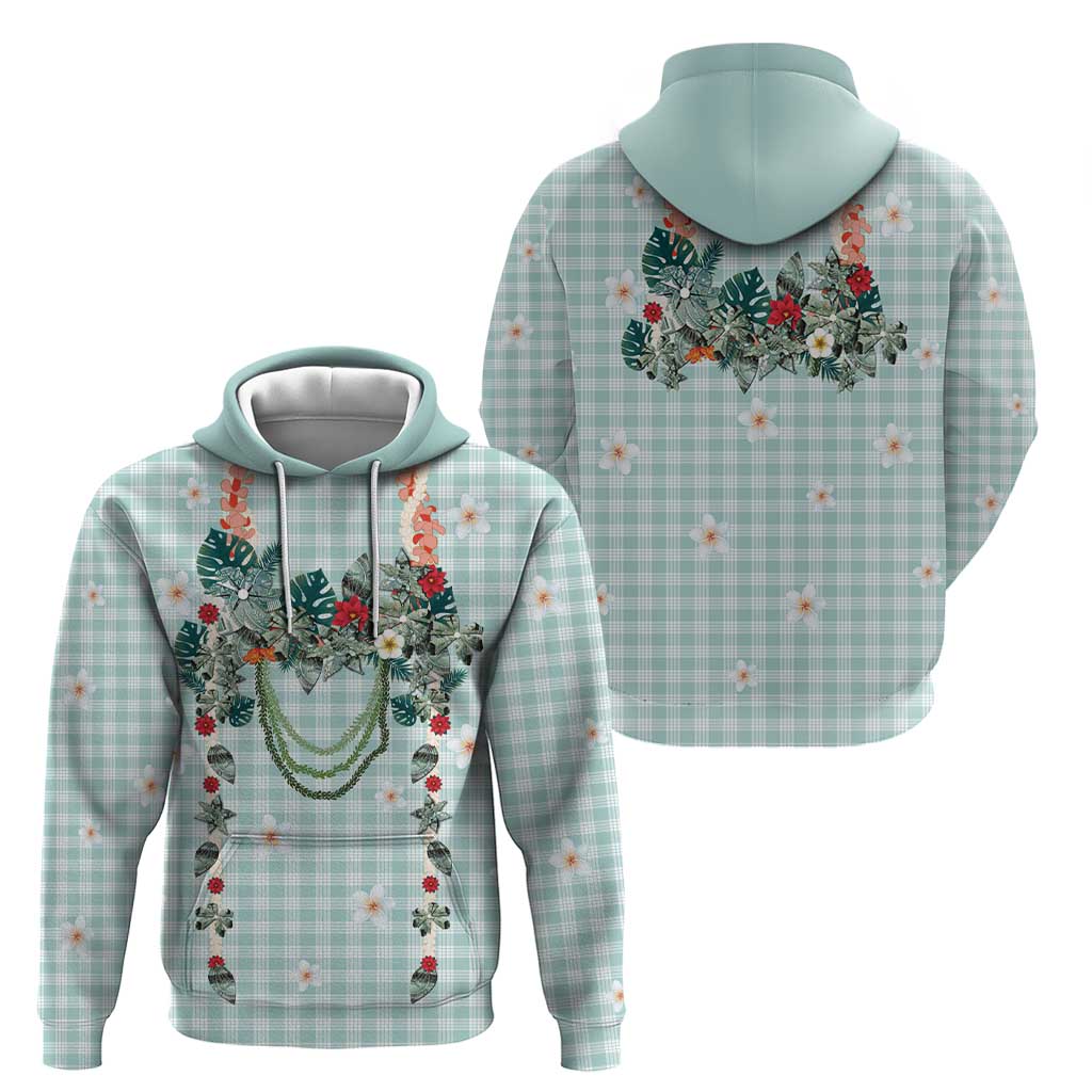 Turquoise Hawaiian Palaka Hoodie Kukui Nut Money Lei LT9 - Polynesian Pride