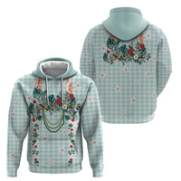 Turquoise Hawaiian Palaka Hoodie Kukui Nut Money Lei LT9 - Polynesian Pride