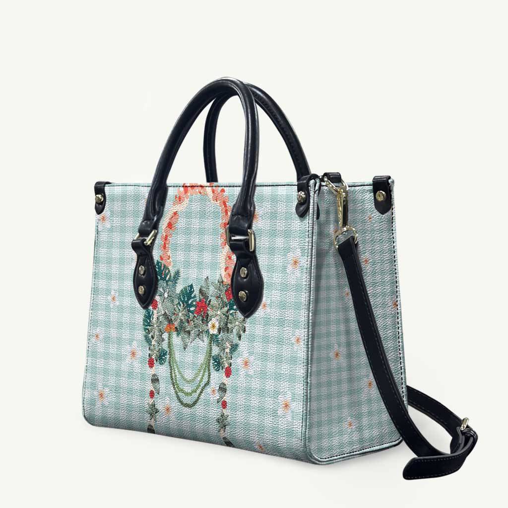 Turquoise Hawaiian Palaka Leather Bag Kukui Nut Money Lei LT9 Turquoise - Polynesian Pride