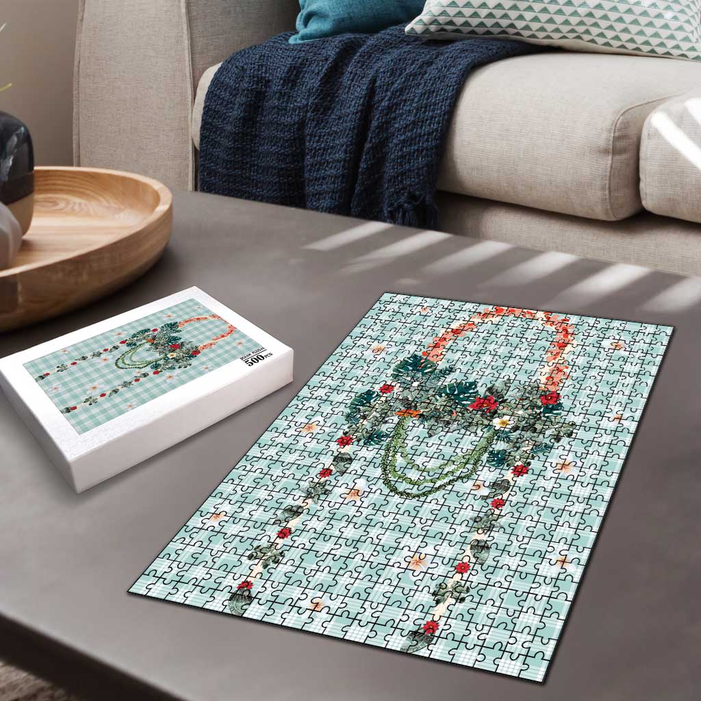 Turquoise Hawaiian Palaka Puzzle Kukui Nut Money Lei LT9 - Polynesian Pride