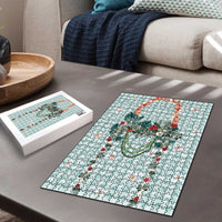 Turquoise Hawaiian Palaka Puzzle Kukui Nut Money Lei LT9 - Polynesian Pride
