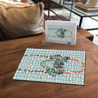 Turquoise Hawaiian Palaka Puzzle Kukui Nut Money Lei LT9 - Polynesian Pride