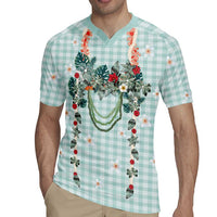 Turquoise Hawaiian Palaka Rugby Jersey Kukui Nut Money Lei LT9 - Polynesian Pride