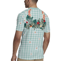 Turquoise Hawaiian Palaka Rugby Jersey Kukui Nut Money Lei LT9 - Polynesian Pride